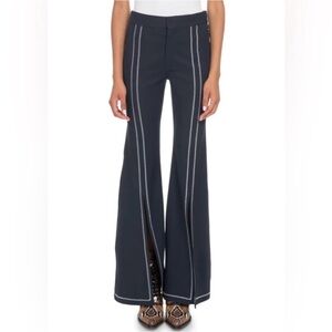 Chloe fit and flare wide leg navy pants with front slit - Chloe pants size 8